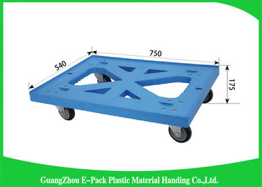 pallet commovente di plastica 100% a quattro ruote resistente pp del carrello di 750 * di 570 * 175mm