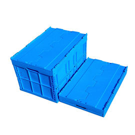 La scatola di plastica pieghevole di logistica di 600*400*368 millimetro ha attaccato il colore blu dei coperchi