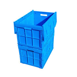 La scatola di plastica pieghevole di logistica di 600*400*368 millimetro ha attaccato il colore blu dei coperchi