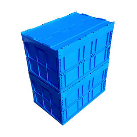 La scatola di plastica pieghevole di logistica di 600*400*368 millimetro ha attaccato il colore blu dei coperchi