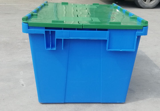Personalizzazione 35kg che carica Tote Box Attached Lid Container di plastica che impila incastramento