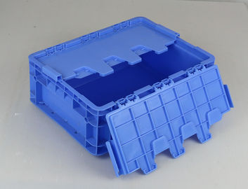 Volumi d'affari di plastica di Tote Boxes Blue Color Stacking di stoccaggio dei coperchi a cerniera